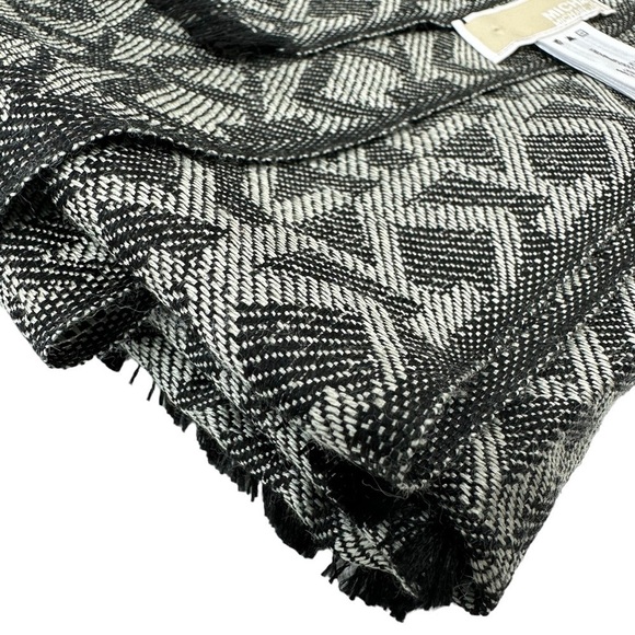 Michael Kors Black and White MK Printed Logo Scarf Wrap Shawl - Picture 9 of 13